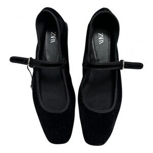 Zara velvet Mary janes ballet flats sz 40